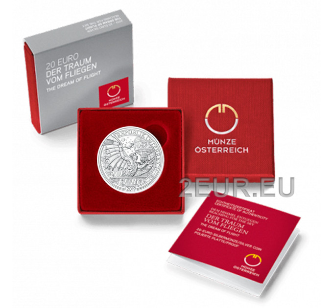 Austria 20 euro Zilveren munt 2019 - The dream of flight