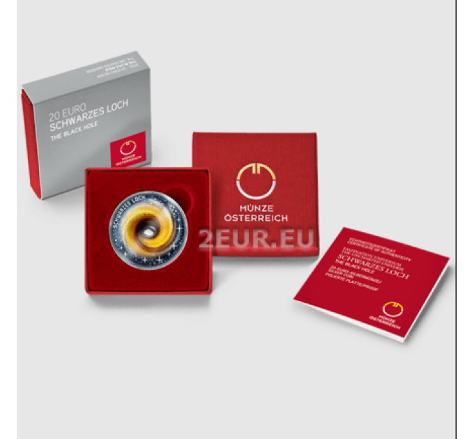 Oostenrijk 20 euro Zilveren munt 2022 – Het onbekende universum – Zwart gat