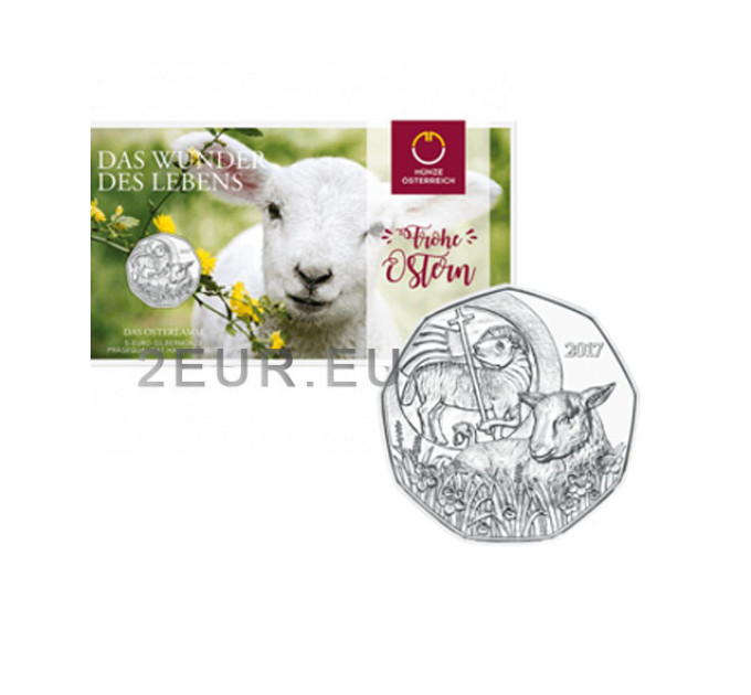 Oostenrijk 5 euro Zilveren munt 2017 - Pasen Lam