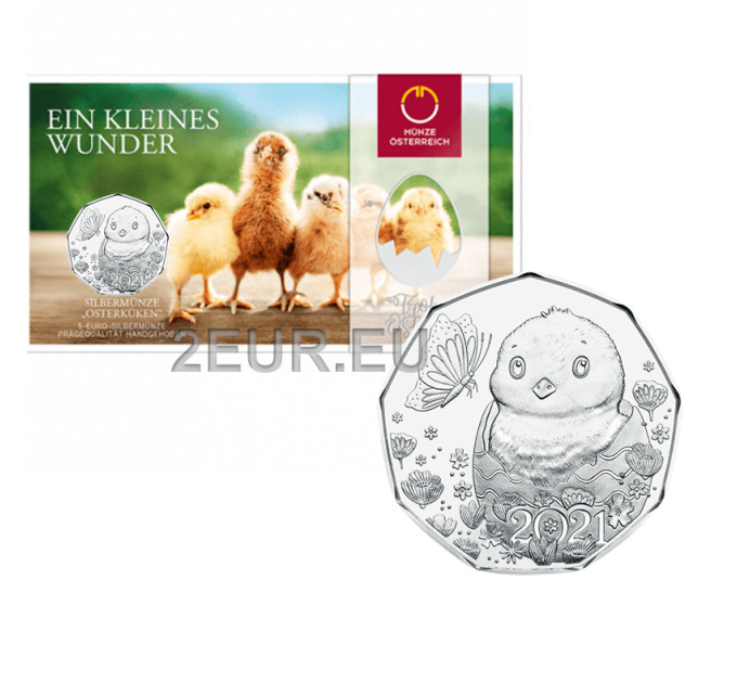 Oostenrijk 5 euro Zilveren munt 2021 - PASEN KIP