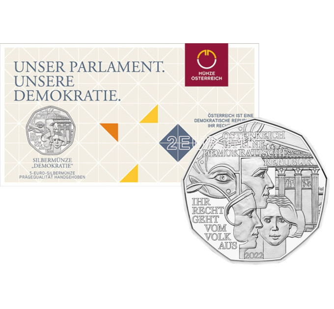 Oostenrijk 5 euro Zilveren munt 2022 - Democratie