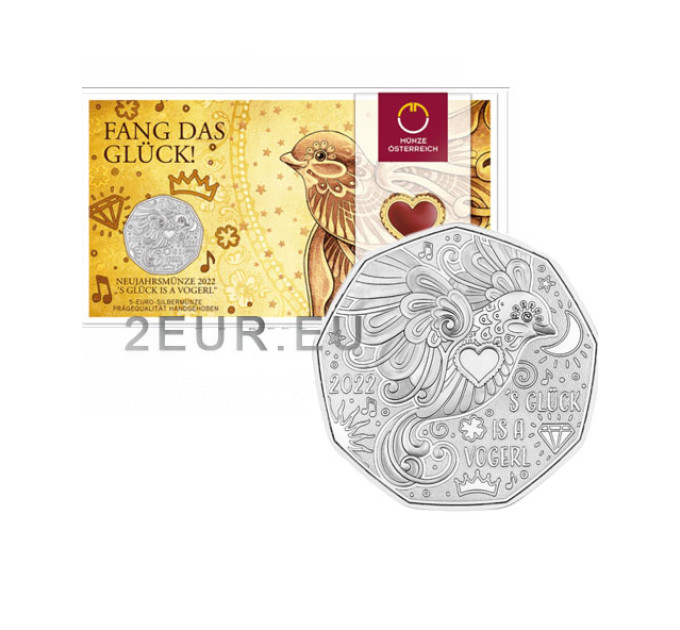 Oostenrijk 5 euro Zilveren munt 2022 - Geluk is een vogel