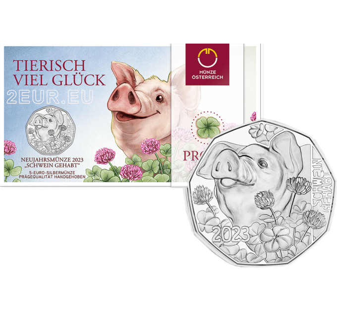 Oostenrijk 5 euro Zilveren munt 2023 - Nieuwjaarsmunt 2023 - PIG 