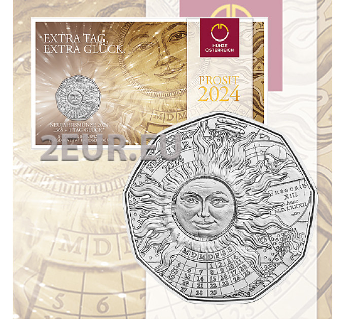 Oostenrijk 5 euro Zilveren munt 2024 - 365 + 1 DAG VAN GELUK