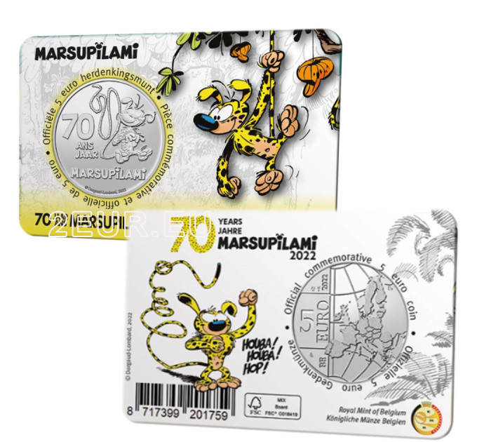 België 5 euro BU 2022 - 70 jaar Marsupilami - Reliëf