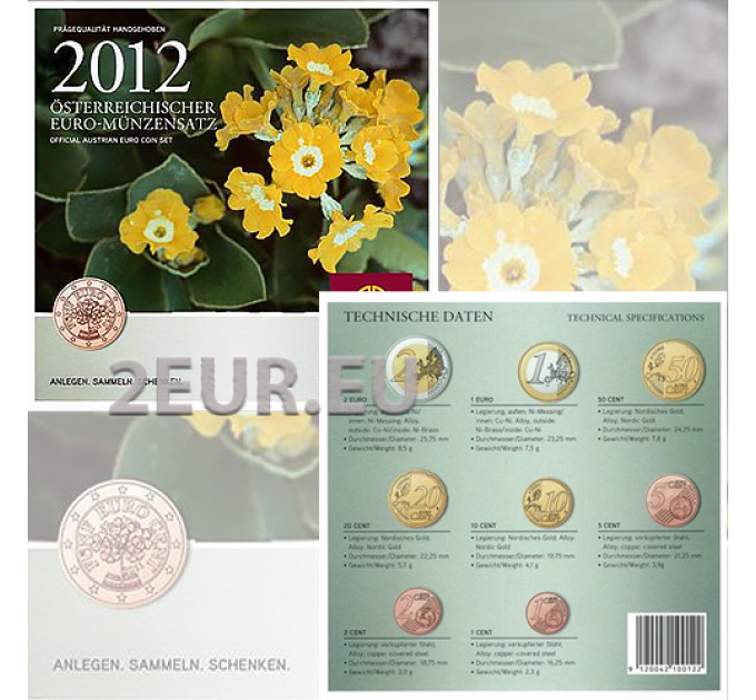 Austria Euro coin set BU 2012