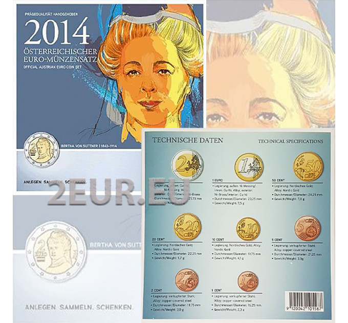 Austria Euro coin set BU 2014