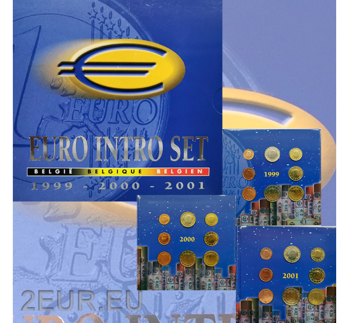 België euro set BU 1999 -2000 - 2001 - Euro Intro