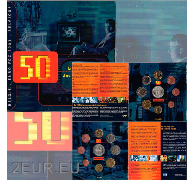België euro set BU 2003 - 50 jaar Belgische TV