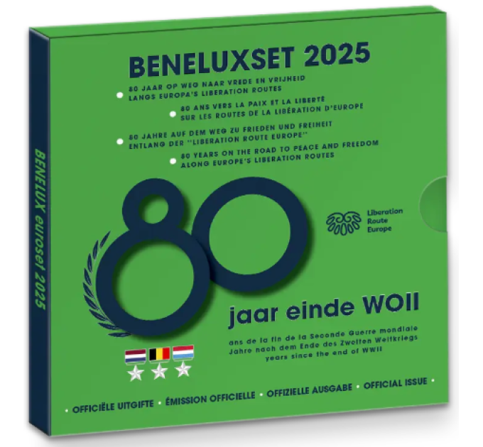 BENELUX euro set BU 2025 - 80 jaar op weg naar vrede en vrijheid op weg naar de bevrijding van Europa