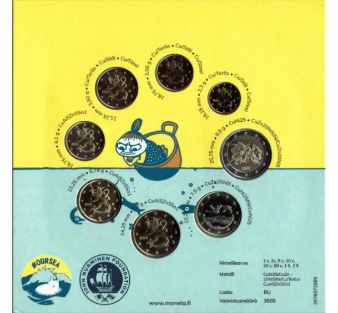Finland euro set BU 2020 - De Moomins en onze zee