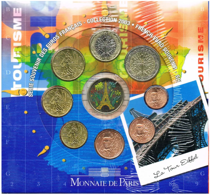 Frankrijk BU set 2003 - Set euromunten - Souvenir BU-Set Eiffeltoren