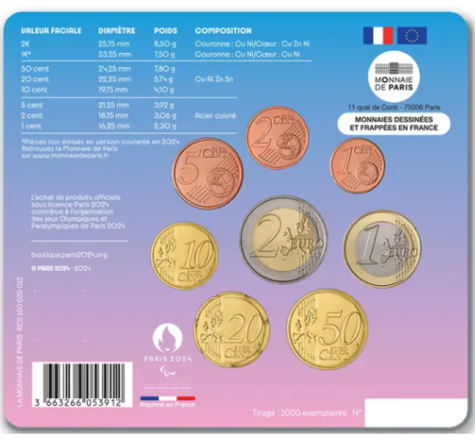 Frankrijk BU set 2024 - Set euromunten - Paralympische mascotte