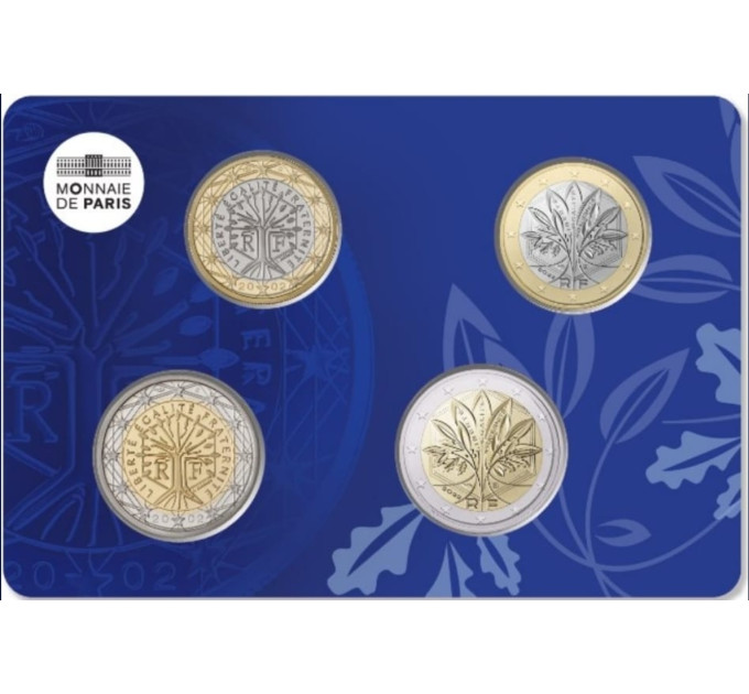 Frankrijk BU set 2022 - Set euromunten - Vierluik - 1 en 2 Euro