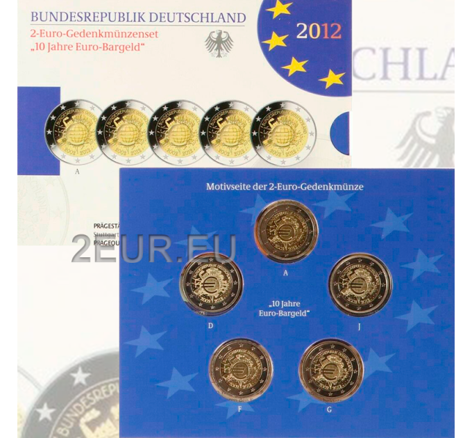 Duitsland 2 euro proof 2012 - 10 jaar eurocontant geld