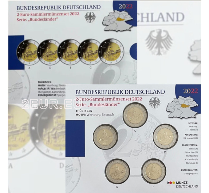Duitsland 2 euro proof 2022 - Thüringen. Kasteel Wartburg