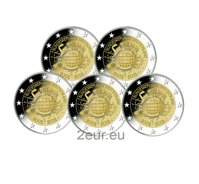 Duitsland 2 euro UNC 2012 - 10 jaar Euro Cash - ADFGJ