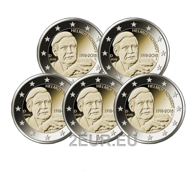 Duitsland 2 euro UNC 2018 - 100ste geboortedag van Helmut Schmidt - ADFGJ