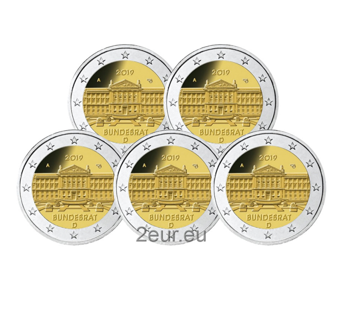 Duitsland 2 euro UNC 2019 - 70 jaar sinds de grondwet van de Bondsraad - Bundesrat - ADFGJ