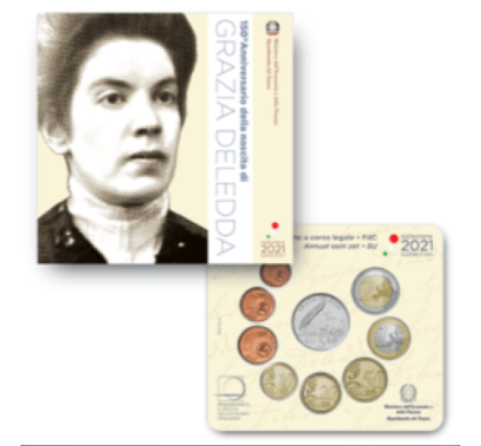 Italië 2021 - Euro Set BU + zilver - Grazia Deledda