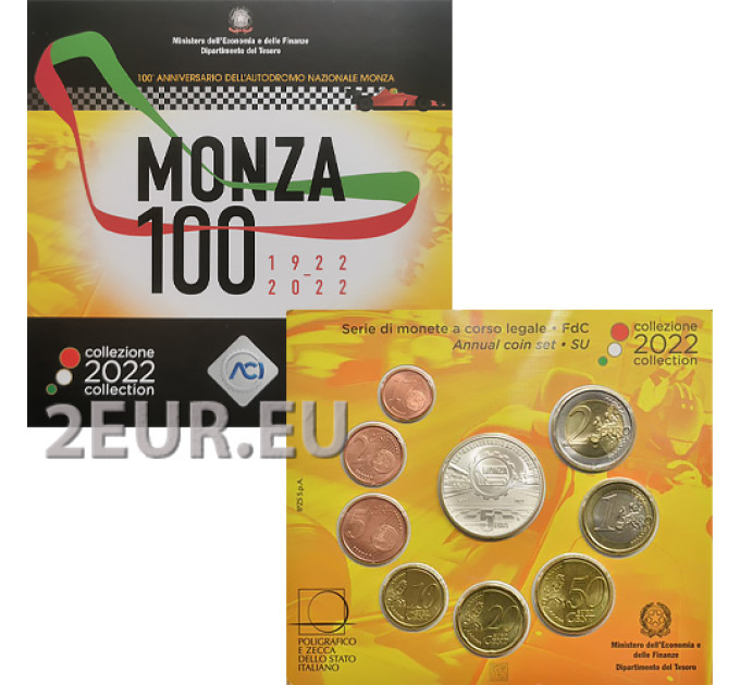 Italië 2022 - Euro Set BU + zilver - 100e verjaardag van het Autodromo Nazionale di Monza