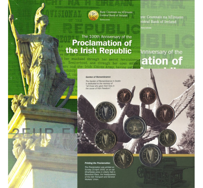 Ierland euroset BU 2016 - Proclamatie van de Ierse Republiek - 100 jaar sinds de Paasopstand van 1916 in Ierland