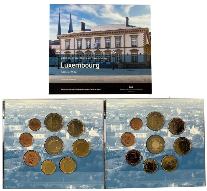 Luxemburg euro set BU 2024 - Stad Luxemburg - 2 Euro Feierstëppler + Groothertog Guillaume II