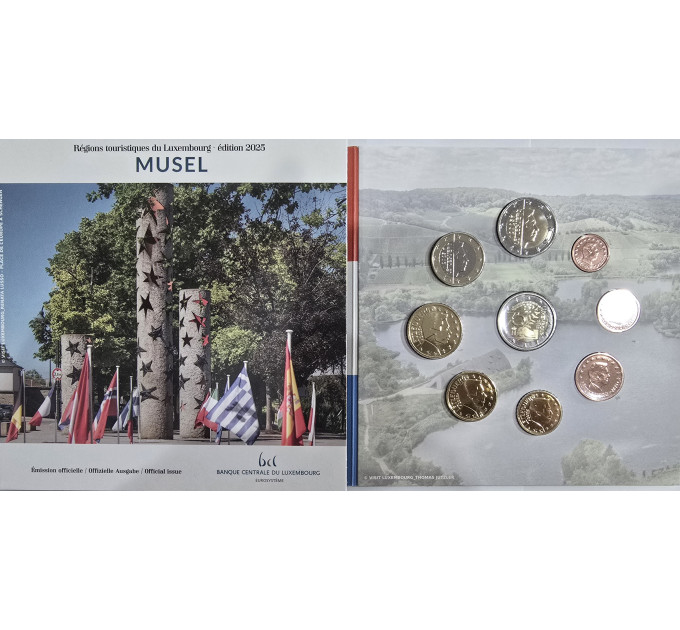 Luxemburg euro set BU 2025 - Stad Moselle - 2 Euro Schuman + 25e van de troon van Hendrik