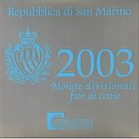San Marino Euro set BU + 5 euro Zilveren munt 2003