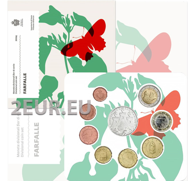 San Marino Euro set BU + 5 euro Zilveren munt 2024