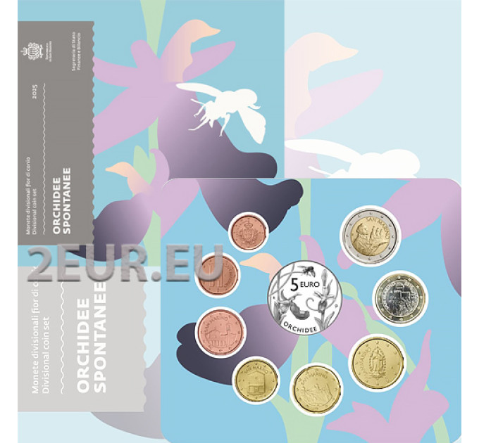 San Marino Euro set BU + 5 euro Zilveren munt 2025