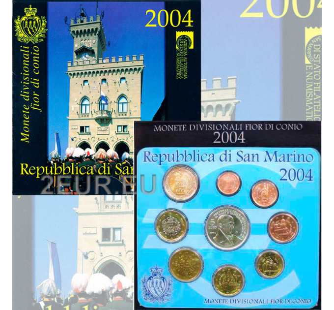 San Marino Euro set BU + 5 euro Zilveren munt 2004