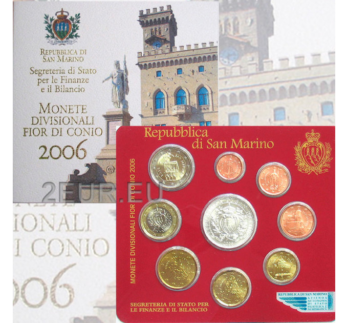 San Marino Euro set BU + 5 euro Zilveren munt 2006