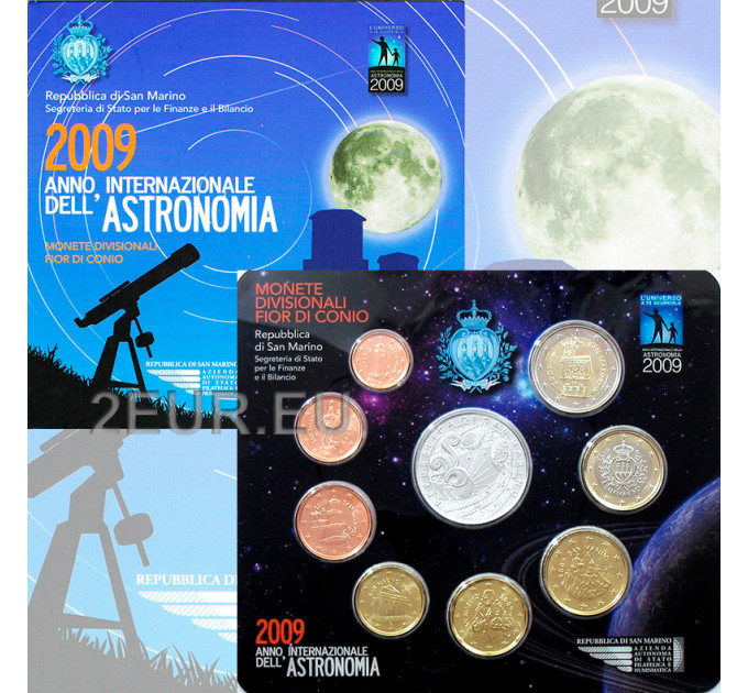San Marino Euro set BU + 5 euro Zilveren munt 2009