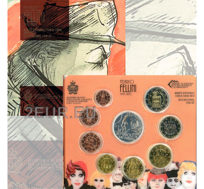 San Marino Euro set BU + 5 euro Zilveren munt 2013