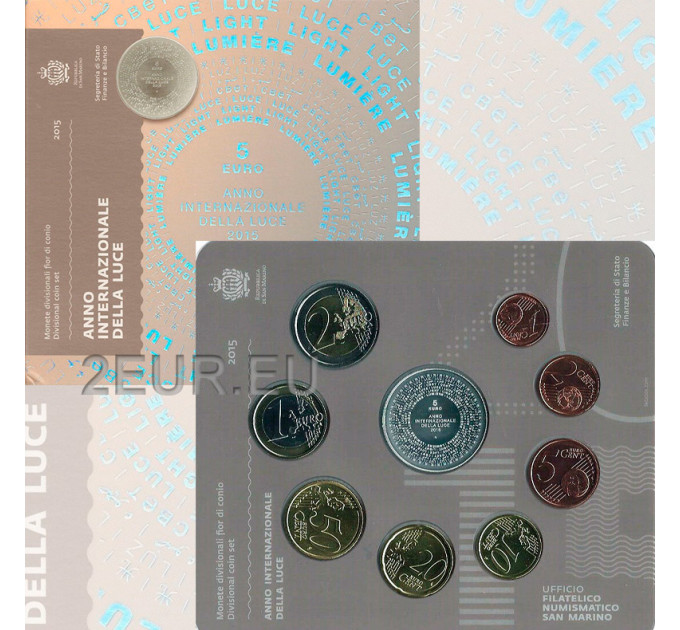 San Marino Euro set BU + 5 euro Zilveren munt 2015