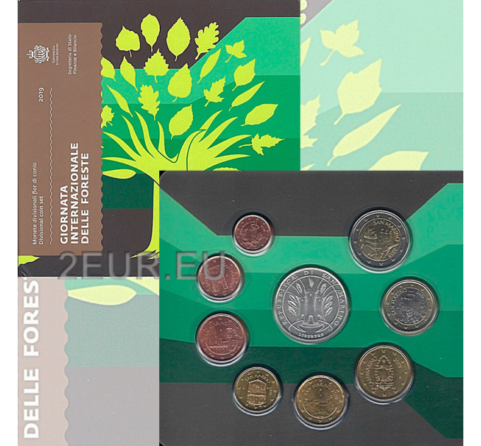 San Marino Euro set BU + 5 euro Zilveren munt 2019