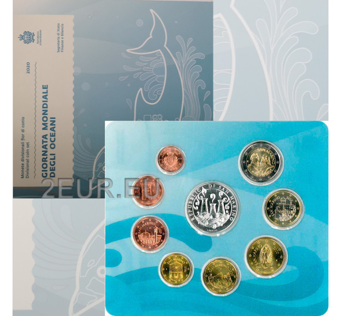 San Marino Euro set BU + 5 euro Zilveren munt 2020