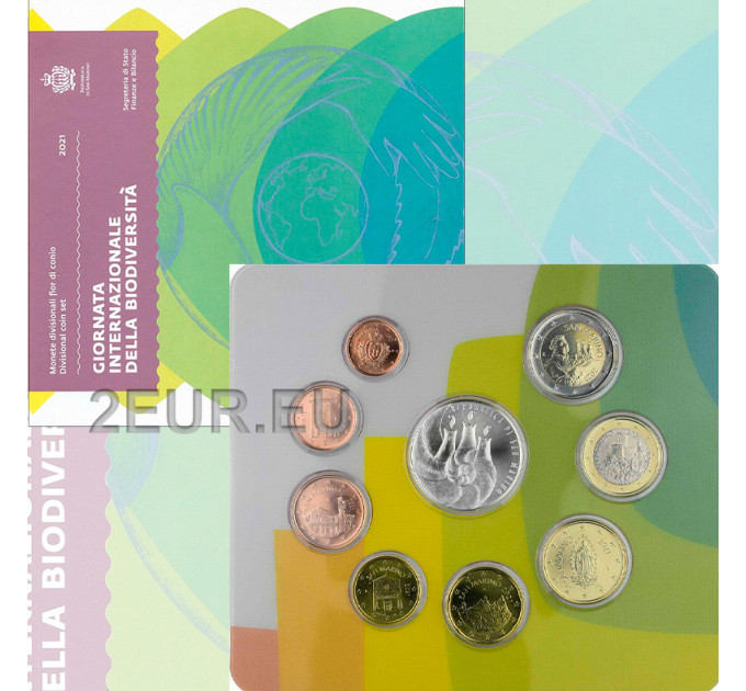 San Marino Euro set BU + 5 euro Zilveren munt 2021