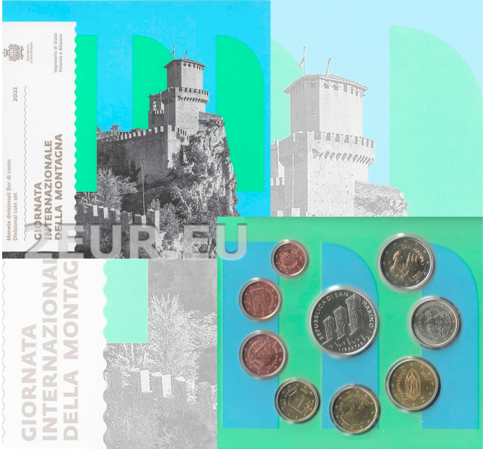 San Marino Euro set BU + 5 euro Zilveren munt 2022
