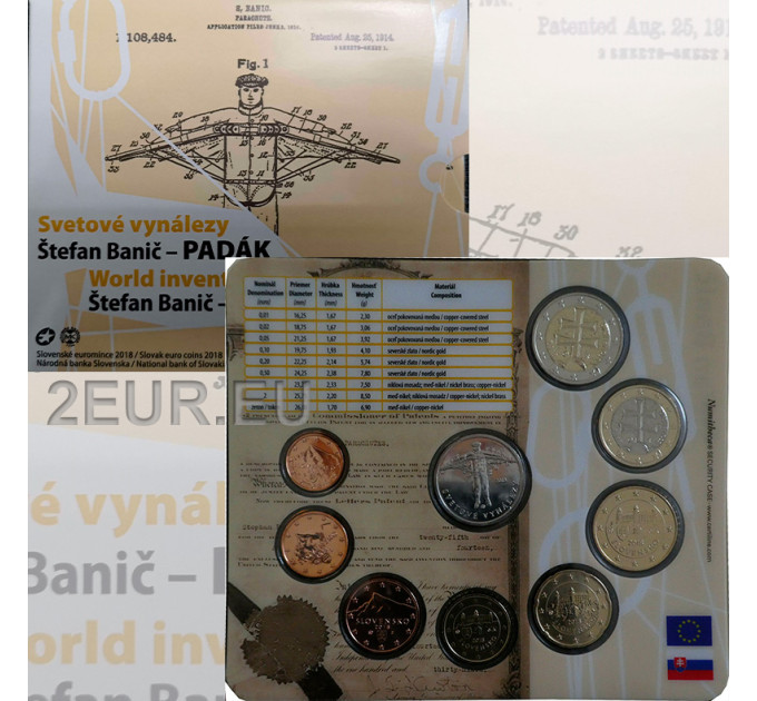 Slovakia Euromuntenset BU 2018 - Stefan Banic - Militaire parachute