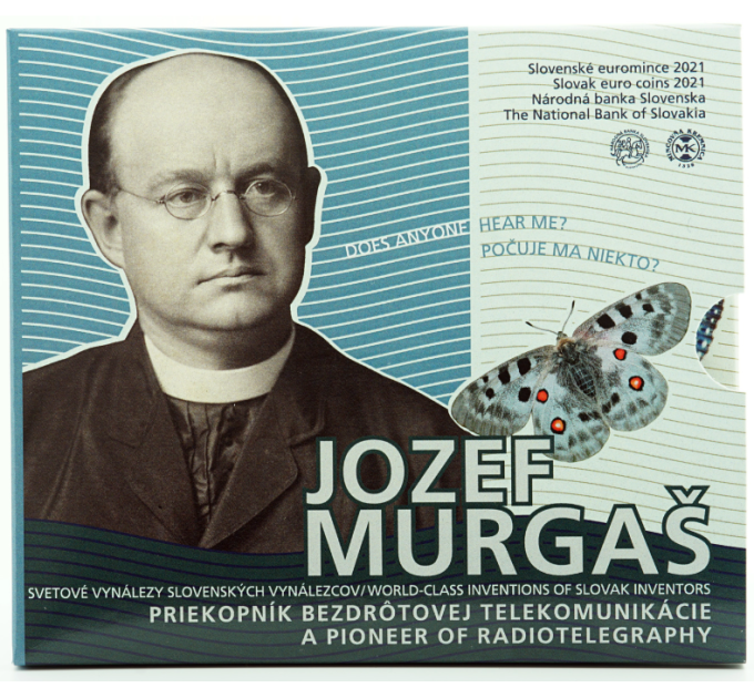 Slovakia Euromuntenset BU 2021 - Werelduitvindingen van Slowaakse uitvinders - Jozef Murgas - Pionier van draadloze telecommunicatie
