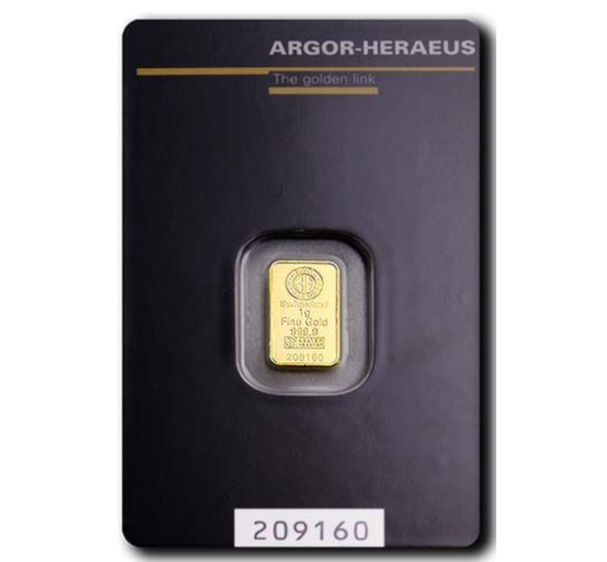 1g Goudstaaf Argor Heraeus
