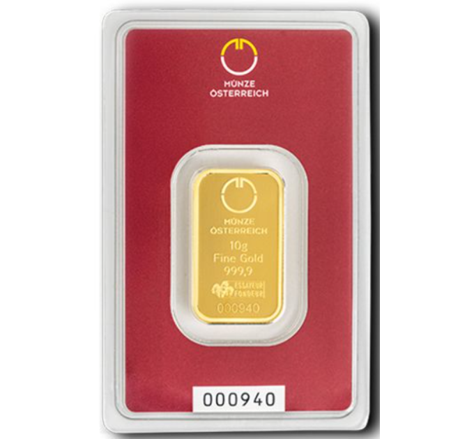 10g Goudstaaf Austrian Mint