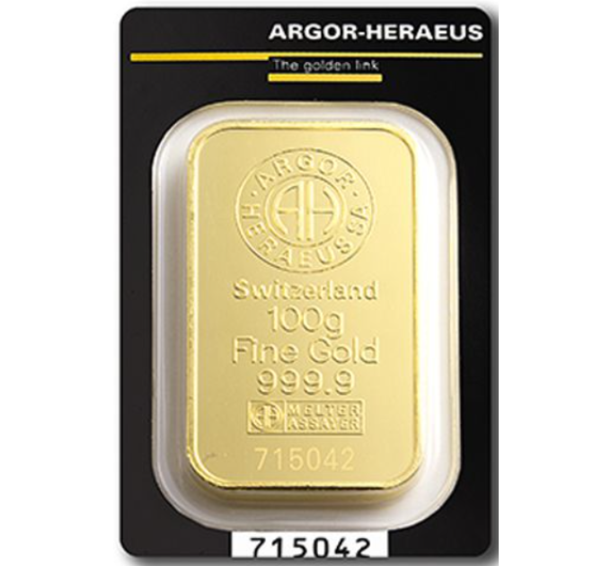 100 g Goudstaaf Argor Heraeus
