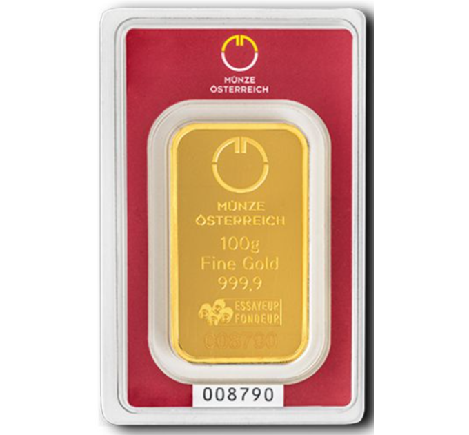 100 g Goudstaaf Austrian Mint