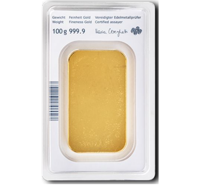 100 g Goudstaaf Austrian Mint