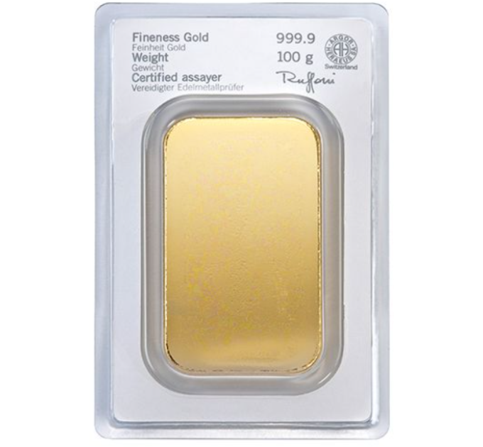 100 g Goudstaaf Heraeus