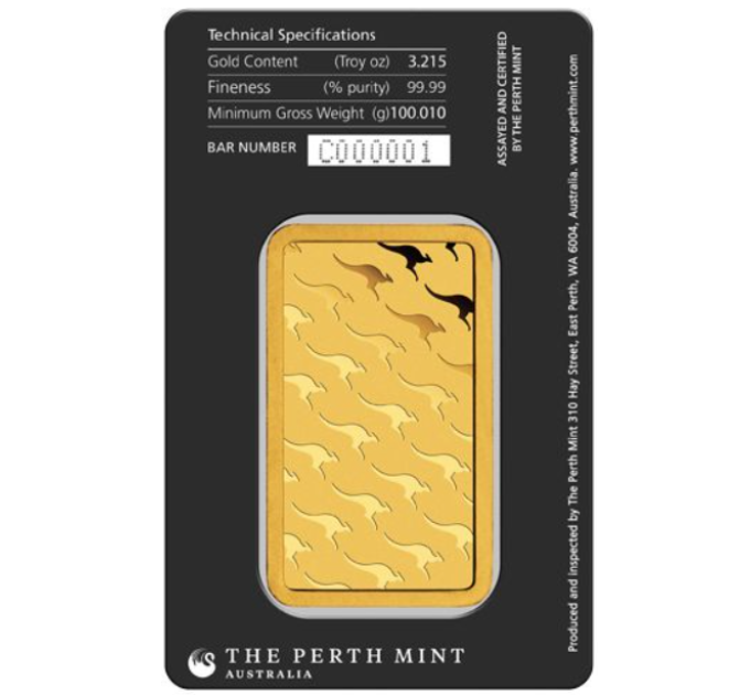 100 g Goudstaaf Perth Mint