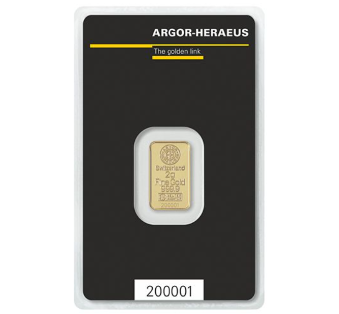 2g Goudstaaf Argor Heraeus